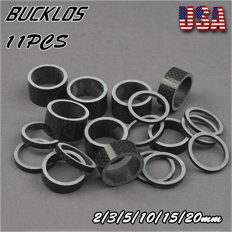 11PCS Carbon Fiber Headset Spacers Mountain Bike Stem Washers Ultralight 1-1/8