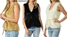 Gorgeous Faux Fur Vest With Faux Suede String Belt #h8320