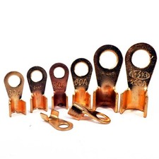 Open Cable Non insulated Ring Battery Copper Lugs Terminals Connector 2 pcs