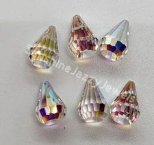 6pc Swarovski Crystal Clear AB 10mm Cone 4848 Fancy Stone; Vintage! Rhinestone