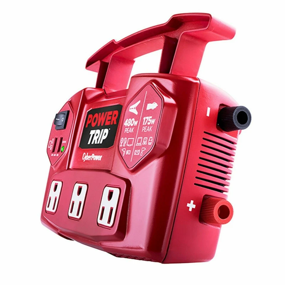 CyberPower Auto/Car PowerTrip 480W Watt Power Inverter w/Dual USB 480 USA - Image 3 of 4