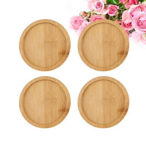 4Pcs Bamboo Plant Flower Trays Planter Pot Saucer Round Planters Indoor Plant - Picture 6 of 11