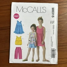 NEW McCalls 6315 Childrens Tops Dresses Shorts Pants Size 3-6 Sewing Pattern