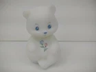 Fenton Glass Bear Hand Painted Satin Milk Glass Signed Floral figurine flowers