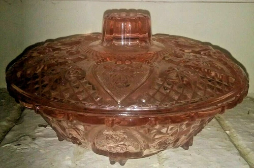 Indiana Glass Candy Dish Windsor Pattern Pink Depression