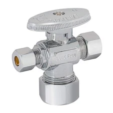 Quarter-Turn Dual Outlet 3-Way Stop Valve 3/8x1/4x5/8 Inch OD Chrome