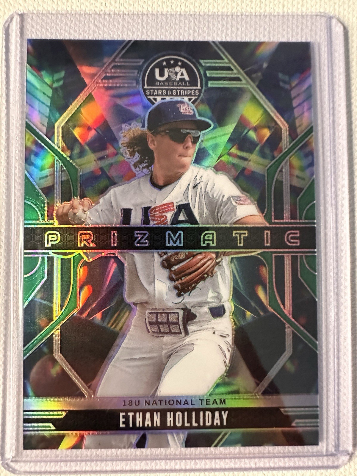 2026 Panini USA Stars & Stripes Ethan Holliday #12 Prizmatic Green Prizm
