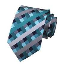Men's Modern Fine Stripe Silm Ties Woven Formal Business One Size Cyan Grey