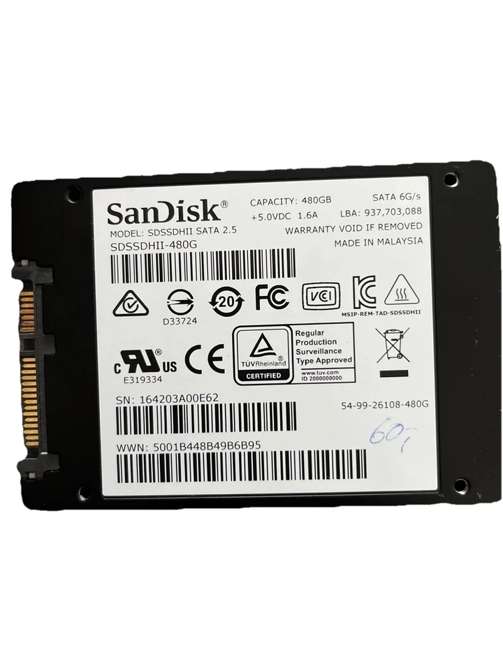 SanDisk 480 GB 2.5 Zoll SATA-III 6Gb/s SDSSDA-480G SSD #70106 - Bild 2 von 3