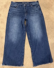 American Eagle Women  s Size 16 Low Rise Baggy Wide Leg Stretch Denim