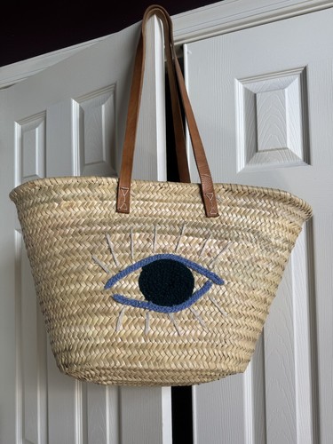Fragonard Parfumeur Evil Eye Straw Tote Bag