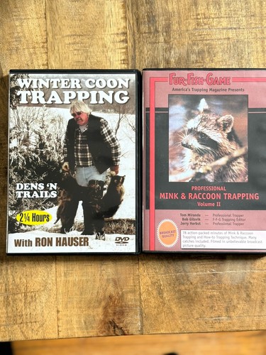 Mink & Raccoon Trapping DVD Lot  Video by Fur Fish Game Ron Hauser Winter Coon