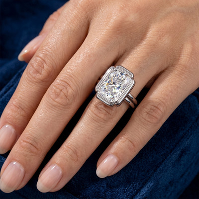 Diamant Ehering Radiant IGI E F VVS 950 Platin 3,1 Ct Lab Grown