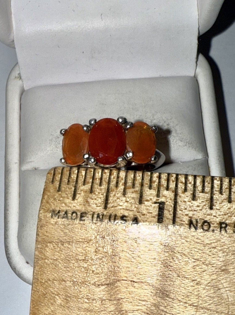 ESTATE Solid Sterling Silver Oval-Cut Natural Ora… - image 7