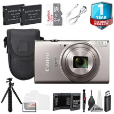 Canon IXY 650 m Camera Silver 64GB Tripod  1Yr Warranty - Value Kit