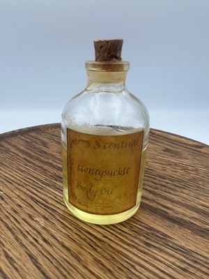 Antique Early 1900's  Scentual Honeysuckle Oil GLASS BOTTLE Cork Top, ½ Full