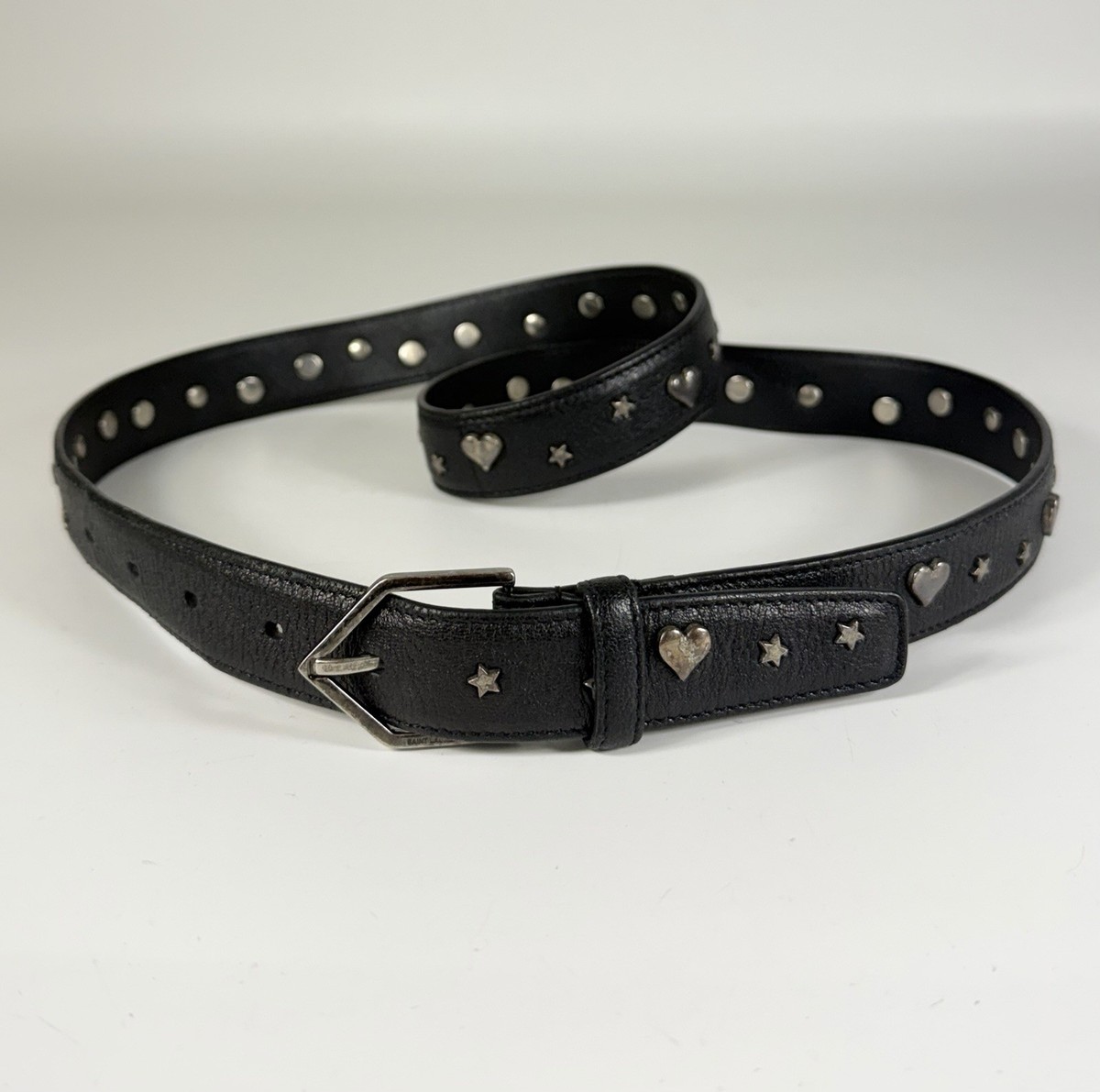 Vintage YSL Saint Laurent Women's Heart & Star Studded Skinny