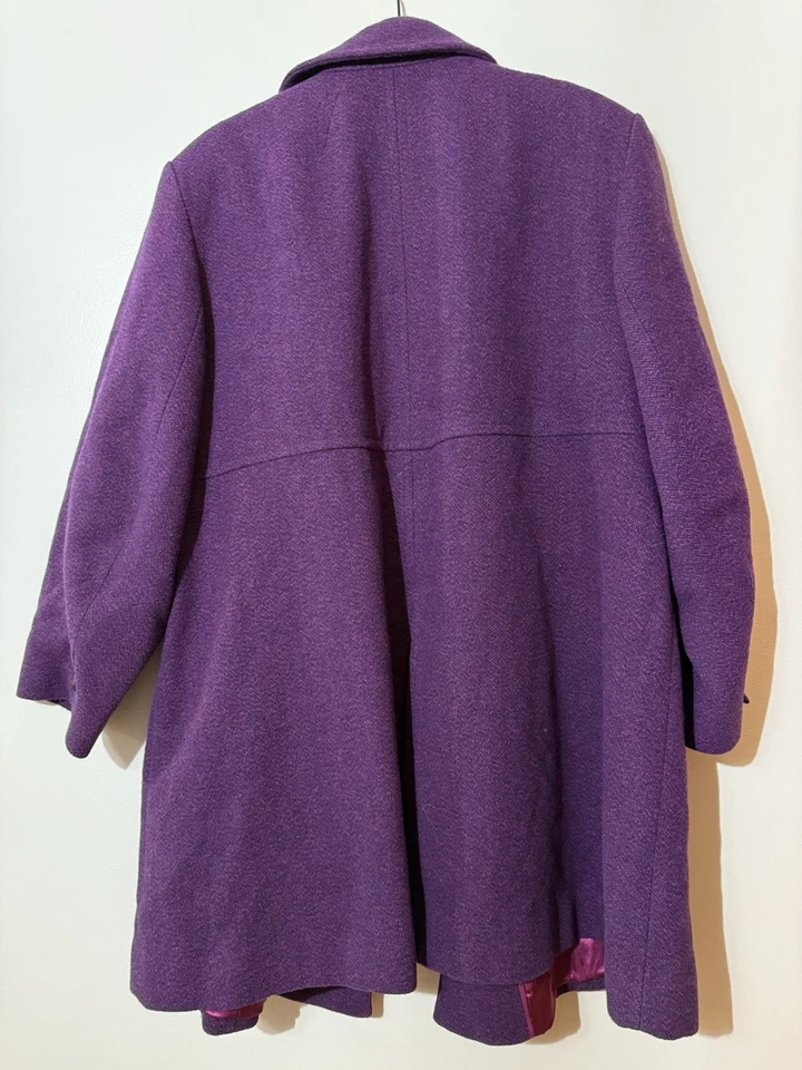 Lands’ End Women's Purple Pink Wool Blend Lined City Pea Coat Jacket Size 16W/P  - Image 2 of 4