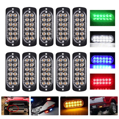 10Stk 12LED Auto Frontblitzer Blitzlicht Warnleuchte LKW Strobe Licht 12V-24V
