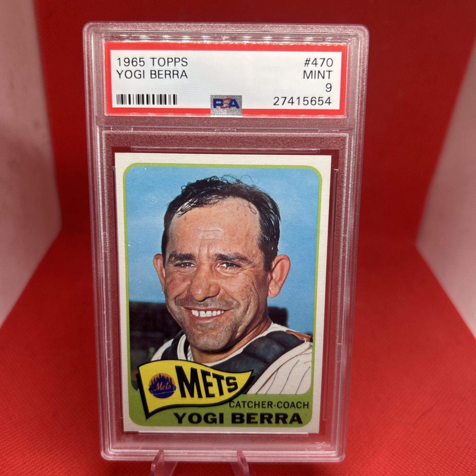 1965 Topps #470 YOGI BERRA HOF New York Mets PSA 9 MINT LOW POP Mets Graded Card