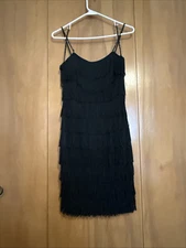 Vintage Laura Winston Fringe Party Dress – Size 5/6 – Made in USA Flapper Gatsby