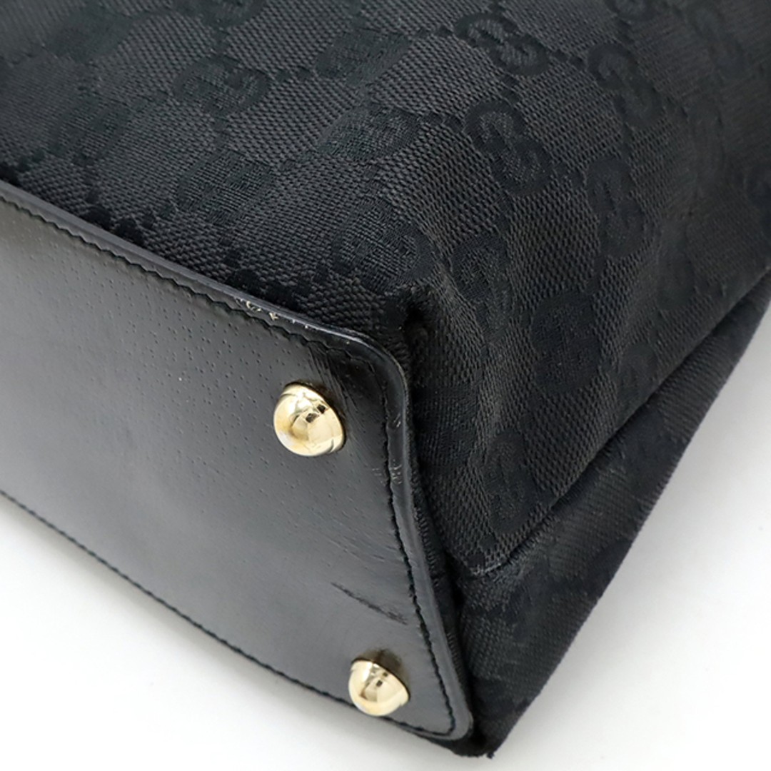 Gucci GG Canvas Tote Bag Black Patent Leather Shoulder Used thumbnail 3