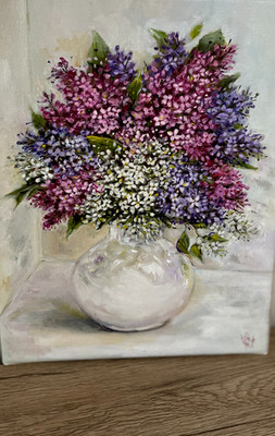 Ölgemälde ''Flieder'' flowers,Lilac Original /24cm x 30cm/handgemalt/Leinwand/ Neu