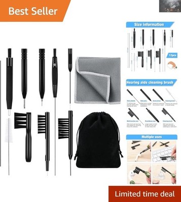 Hearing Aid Cleaning Kit   12 Tools Including Magnet & Pouch for Easy Use
