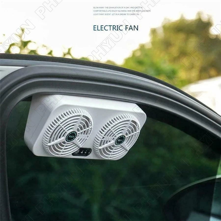 Car Home Dual Fan Radiator USB Charging Air Circulation Ventilation Cooling Fan - Image 4 of 4