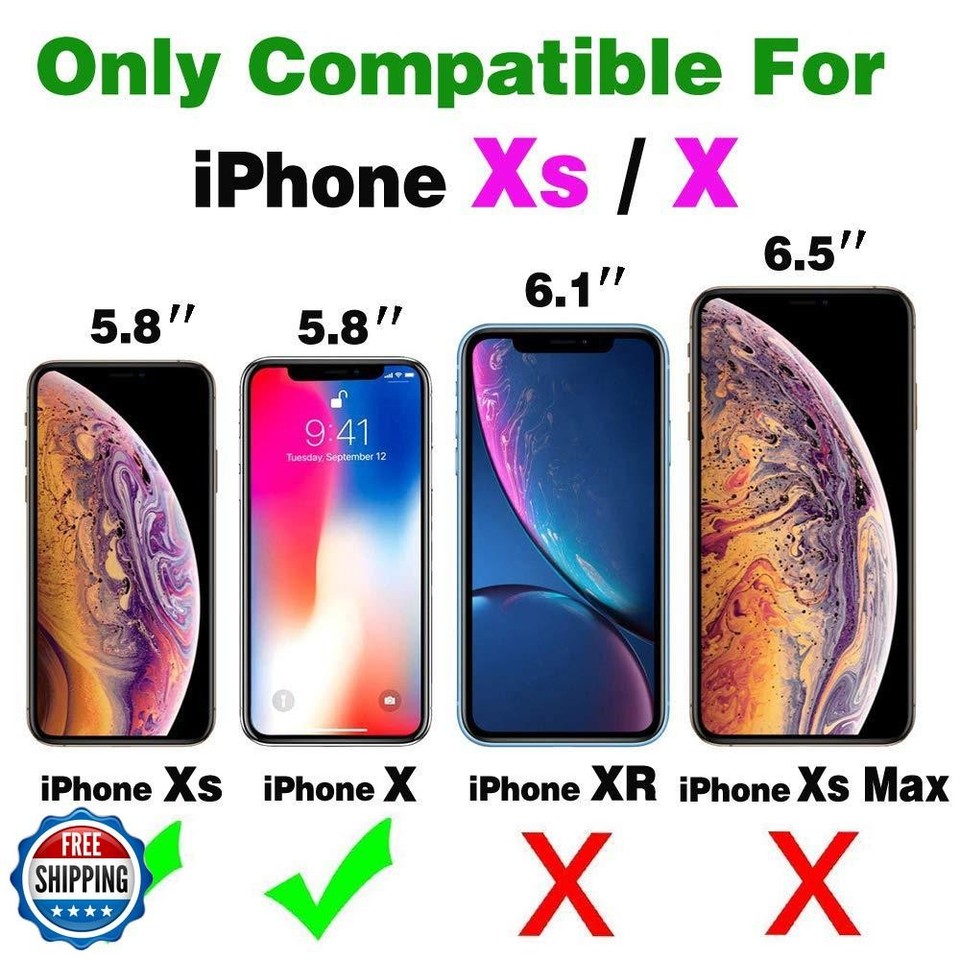 Asuwish Handyhülle Für IPhone X/XS - Mit Reißverschluss, Kartenfächern, Glas-Schutzfolie & Umhängeband