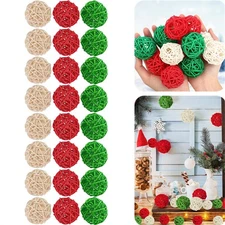 30PCS Wicker Rattan Balls Decor Orbs for Holiday Xmas Home Table Decor DIY Craft