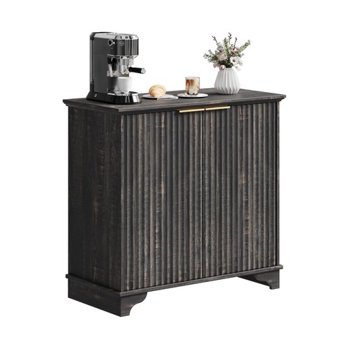 Coffee Bar Cabinet, Modern Farmhouse Kitchen Storage Cabinet with Fluted Door...