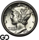 1939-D Mercury Dime Full Split Bands, Solid Gem BU++ FSB
