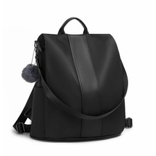 Miss Lulu Stylish Anti-Theft Convertible Backpack with Spacious Back-Zip Black