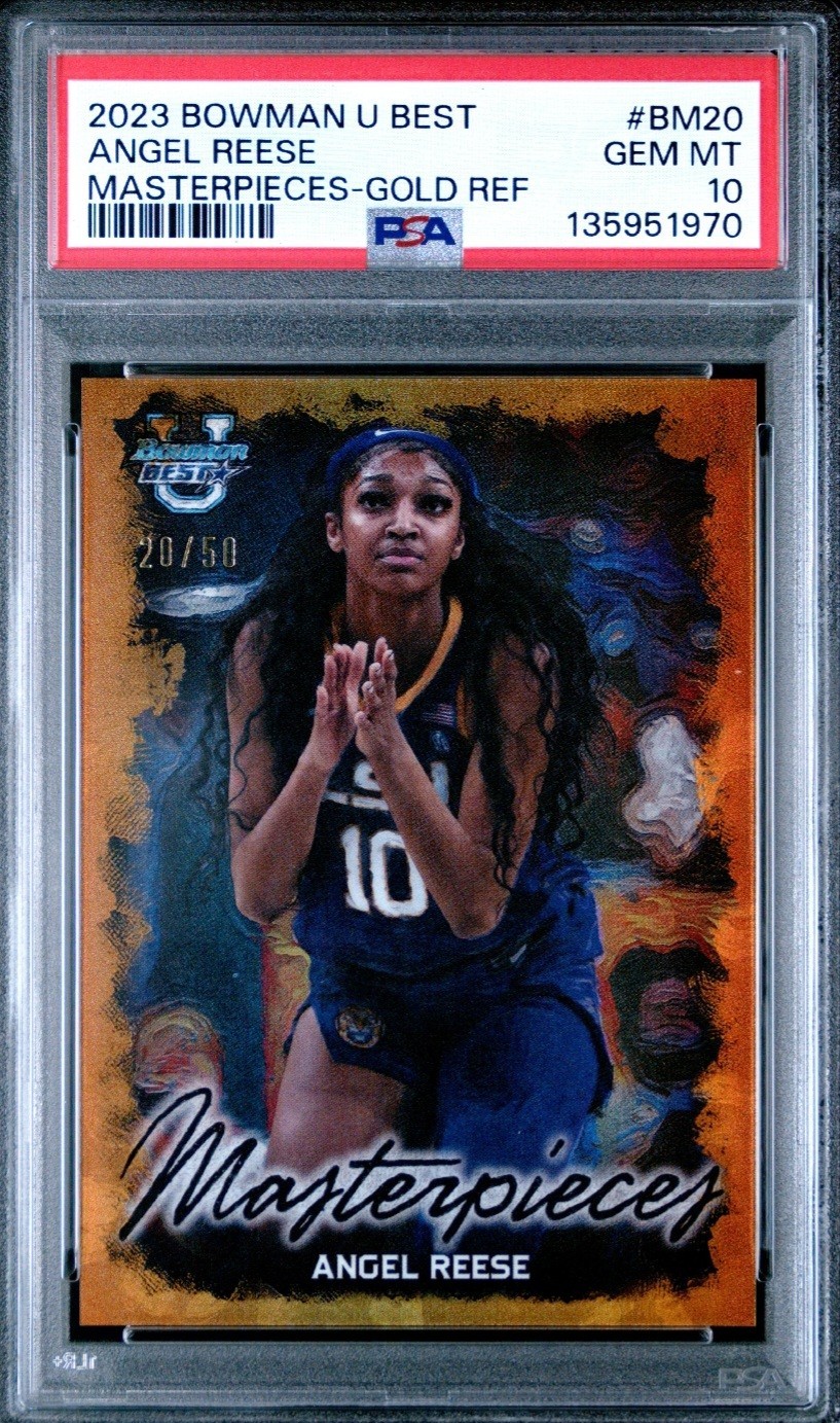 2023 ANGEL REESE PSA 10 BOWMAN U BEST MASTERPIECES LSU GOLD #'d /50 