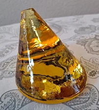 Fire And Light - Museum Of Glass Cone, Citrus Art Glass Paperweight 