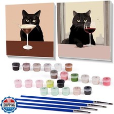 Fotasmua 2 Pack Black Cat Paint by Number Kits for Adults and Kid