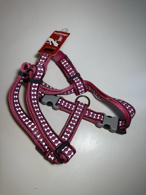 Red Dingo Dog Harness DH-RB-HP-25 Pink Reflective Bones Adjustable Large