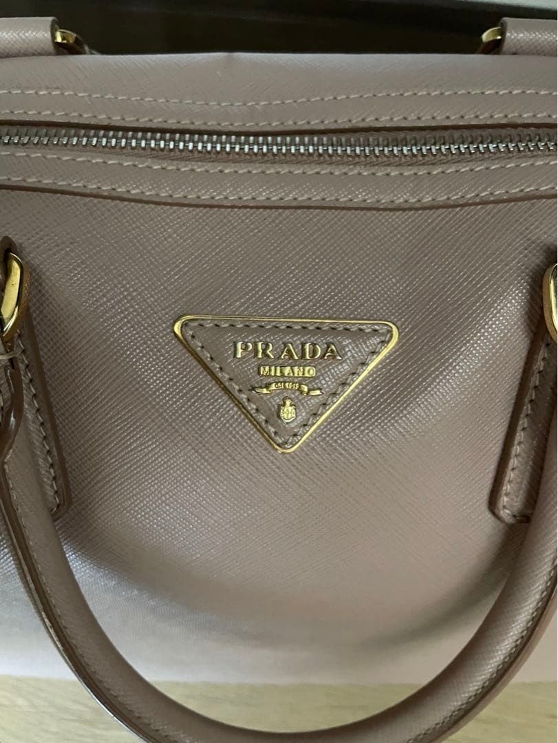 PRADA Leather Shoulder Bag Pink Beige Medium Women Italy Authentic USED from JP thumbnail 2