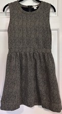 J. Crew Womens Small Dress Black & Tan Sleeveless Chevron Striped Fit & Flare