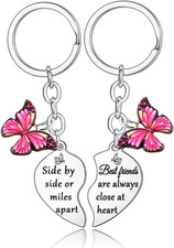 2Pcs Best Friend Keychain Long Distance Friendship Gifts for Best Friend Christm