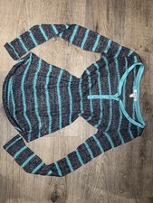 Vintage Y2K Aeropostale black, grey, teal striped knit sweater