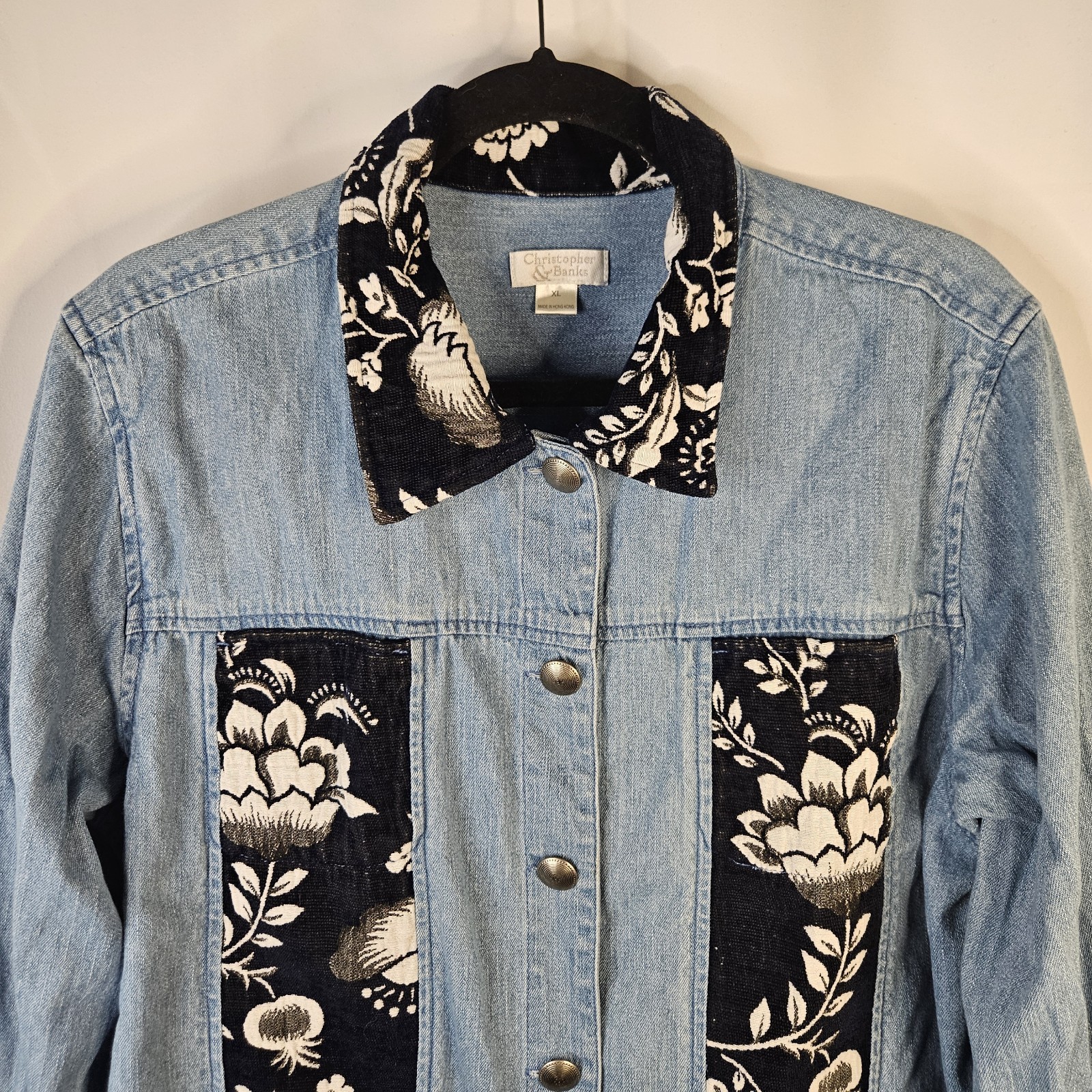 Christopher & Banks Embroidered Patchwork Blue De… - image 2