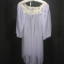 1960s Vintage Lavender Chiffon  Lace Peignoir Robe   Needs Love