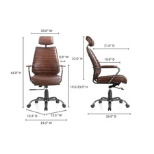Moe's Home Collection Executive Office Chair Dark Brown Leather