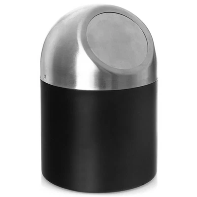 Poubelle de salle de bain en acier NOIR 1,2 l - Photo 1/4