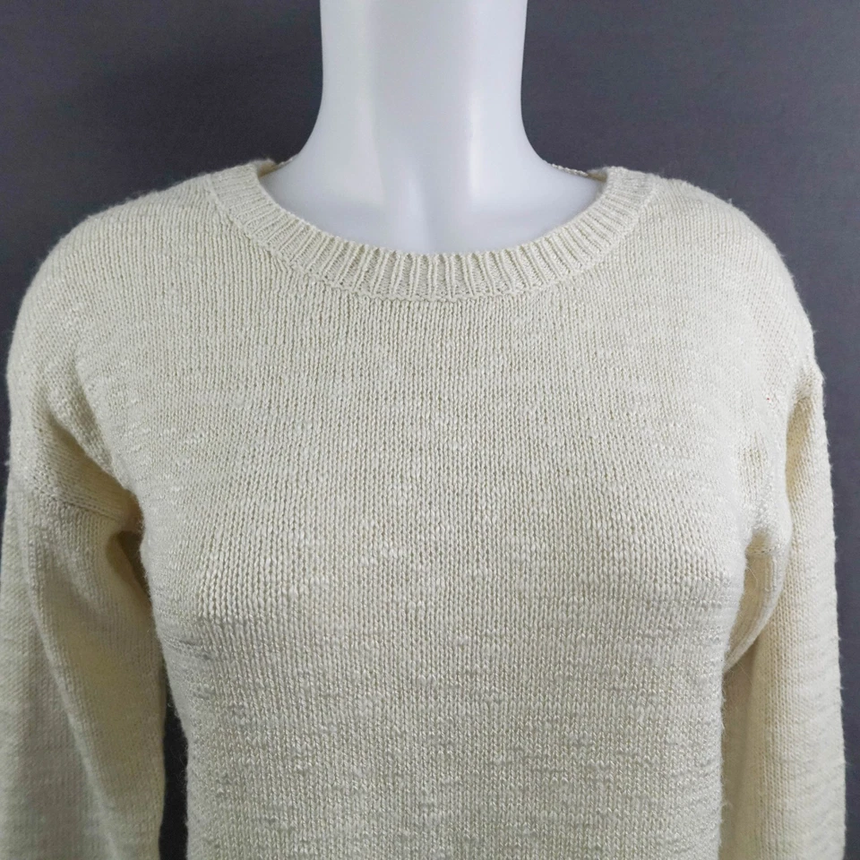 Suéter para mujer pequeño blanco roto acogedor suave limpio niña minimalista suave boho Foto 2 de 4