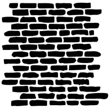 Really Great Stencils, Distressed Brick Wall Stencil, 6.2x6.2", Worn Bricks, Old