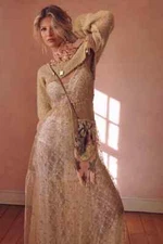 Free People FP One Estella Glitter Maxi Slip Dress Glitter Tiered Sheer NWD S