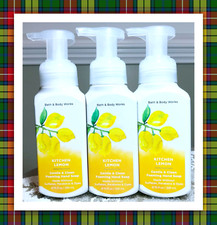 Bath  Body Works KITCHEN LEMON 8.75oz Gentle Clean Foaming Hand Soap x3 Citrus